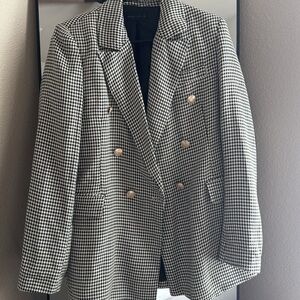 Women's Black and White Houndstooth Blazer